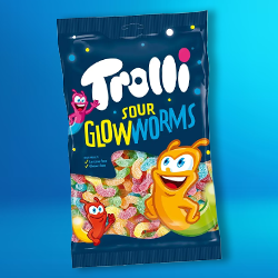 TROLLI SOUR GLOWWORMS BAGS 24X100G