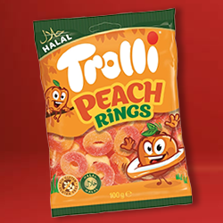 TROLLI HALAL PEACH RINGS BAGS HALAL 30X100G